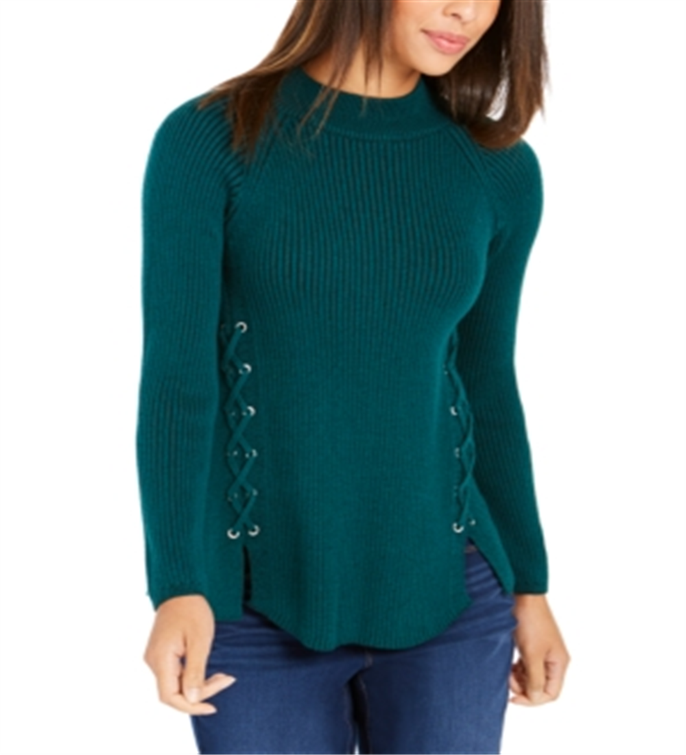 Suéter feminino com gola falsa e cadarço Style &amp; Co, verde, tamanho pequeno XL