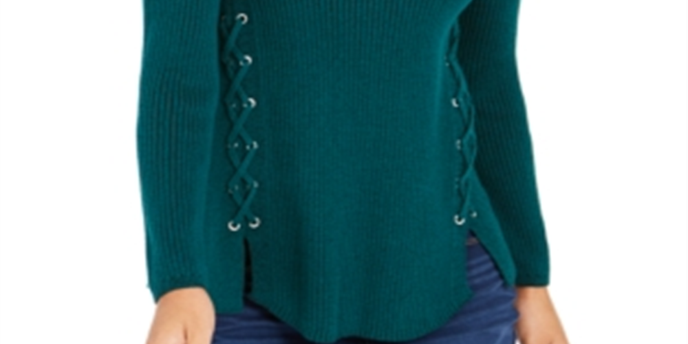 Suéter feminino com gola falsa e cadarço Style &amp; Co, verde, tamanho pequeno XL
