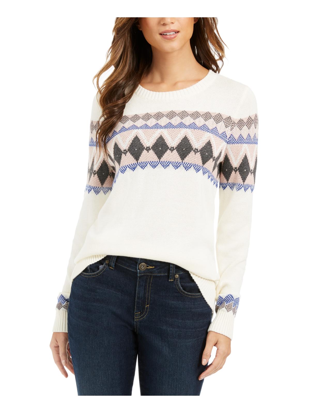 Suéter feminino Fair Isle Charter Club - Branco, tamanho XS