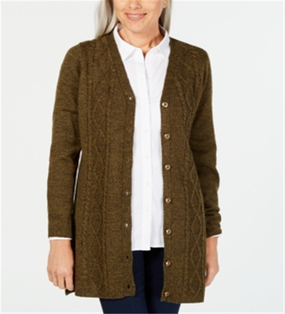 Karen Scott Cardigan Duster Feminino com Botões Frontais Verde Tamanho Pequeno G