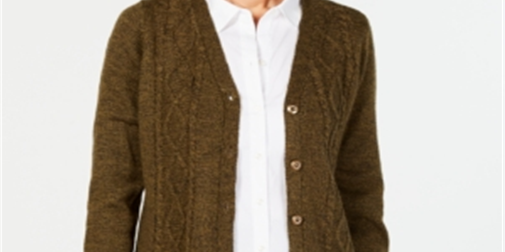 Karen Scott Cardigan Duster Feminino com Botões Frontais Verde Tamanho Pequeno G