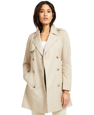 Casaco trench coat feminino clássico liso Charter Club marrom tamanho pequeno