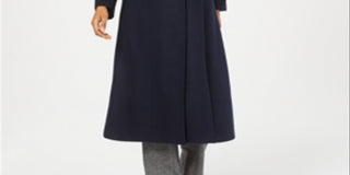 Forecaster Fox-Fur-Collar Maxi Reefer Coat Blue Size 0