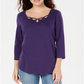 Karen Scott Top Feminino de Algodão com Botões e Fenda - Roxo Tamanho GG