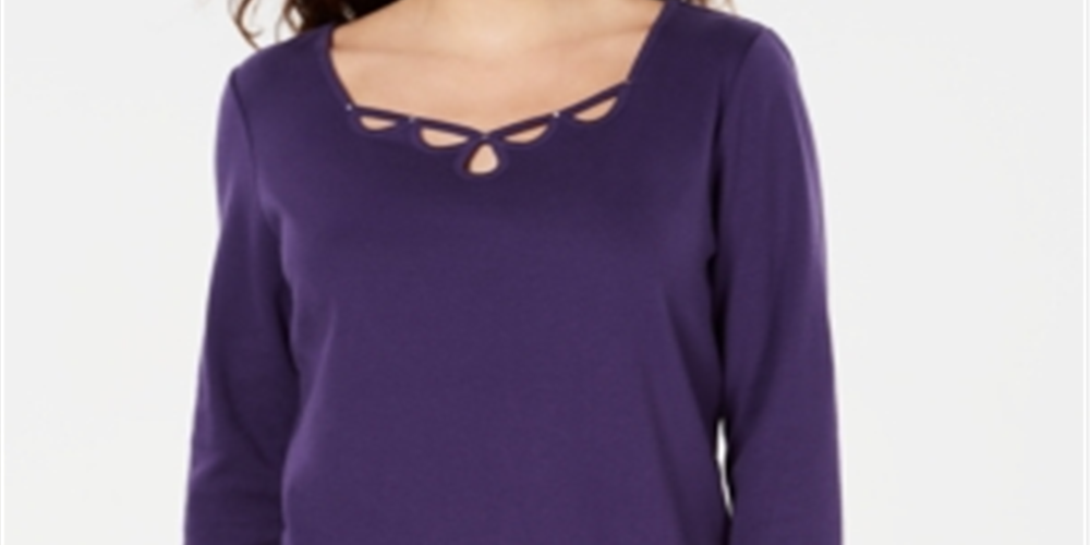 Karen Scott Top Feminino de Algodão com Botões e Fenda - Roxo Tamanho GG