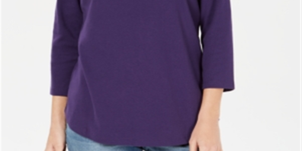Karen Scott Top Feminino de Algodão com Botões e Fenda - Roxo Tamanho GG