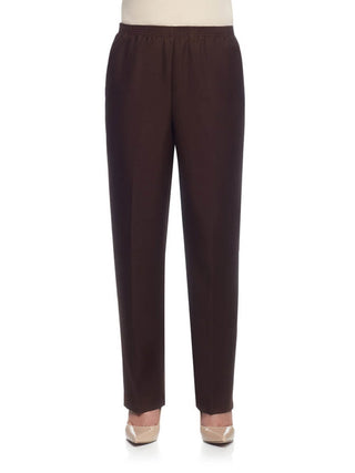 Alfred Dunner Women's Classics Pull on Straight Leg Pants Brown Size 12