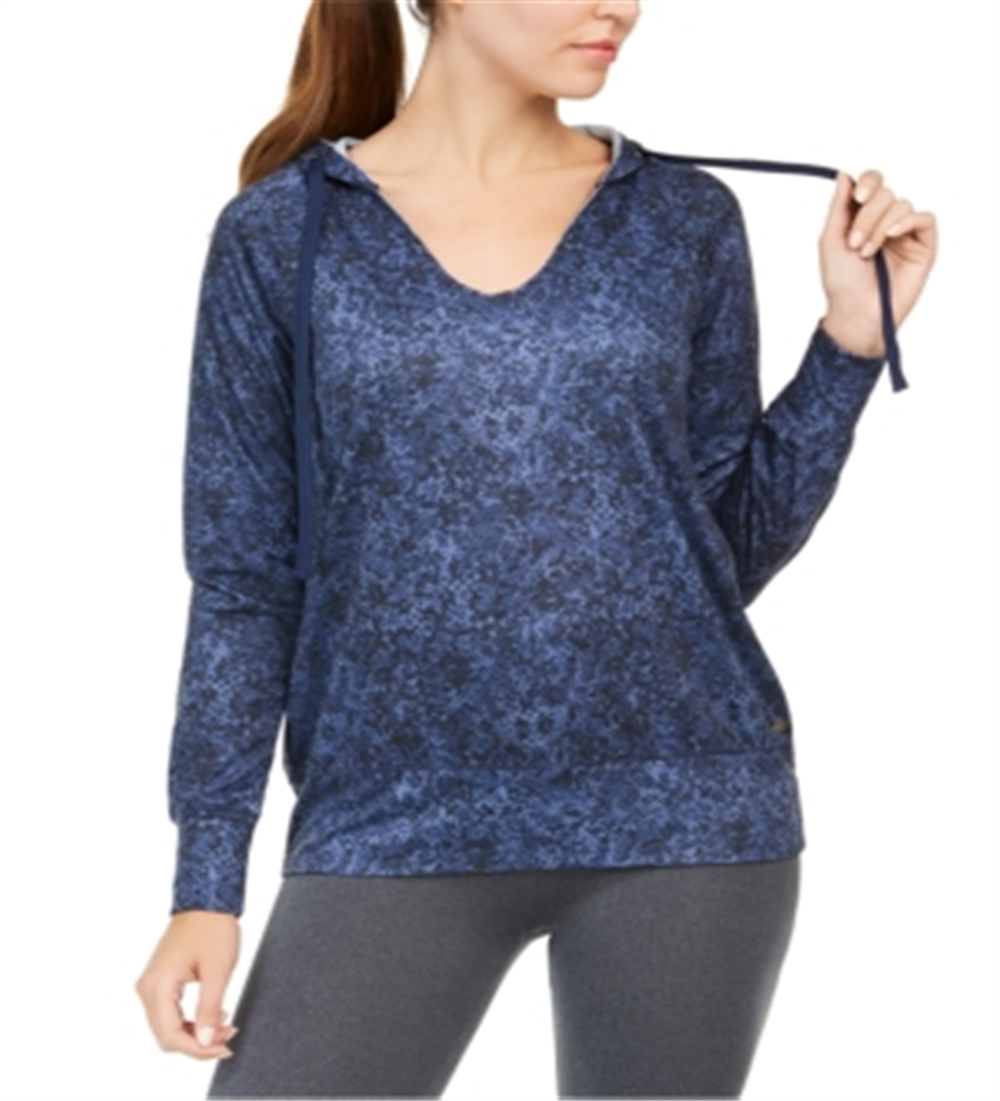 Ideologia Moletom com capuz feminino para corrida e fitness, azul, tamanho XL