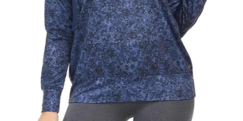 Ideologia Moletom com capuz feminino para corrida e fitness, azul, tamanho XL