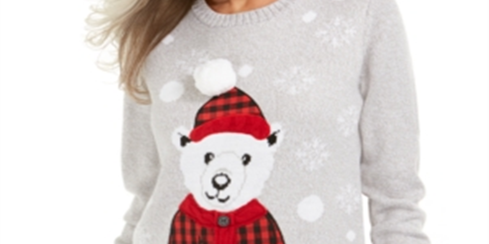 Karen Scott Suéter Fair Isle Bear Feminino Cinza Tamanho Pequeno G