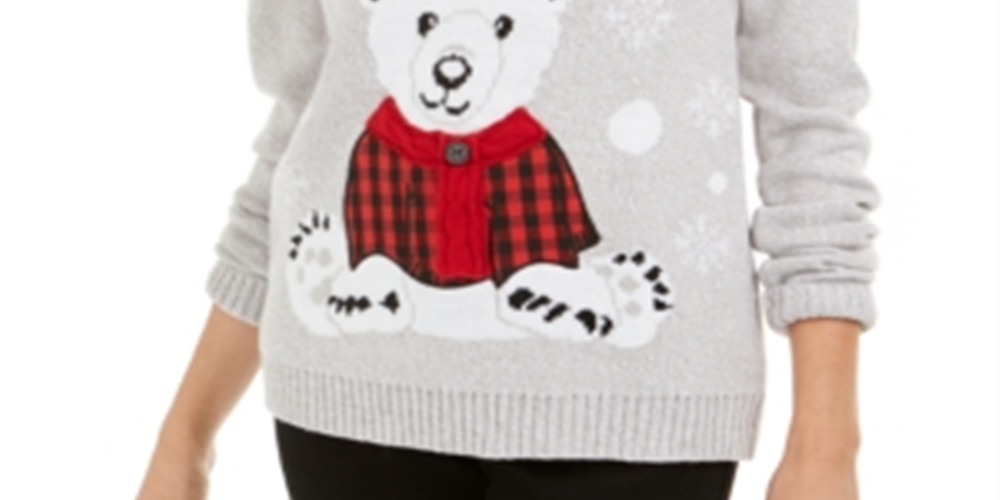 Karen Scott Suéter Fair Isle Bear Feminino Cinza Tamanho Pequeno G