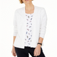 Karen Scott Cardigan Feminino Frente Aberta Branco Tamanho P