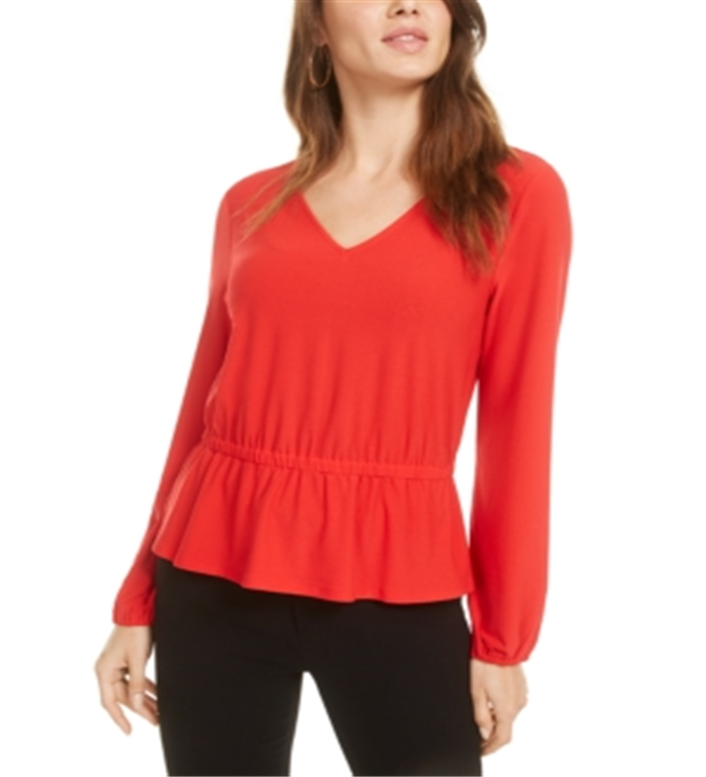 Top peplum feminino Bar III com costas nuas, vermelho, tamanho XL