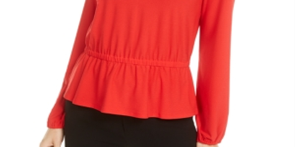 Top peplum feminino Bar III com costas nuas, vermelho, tamanho XL