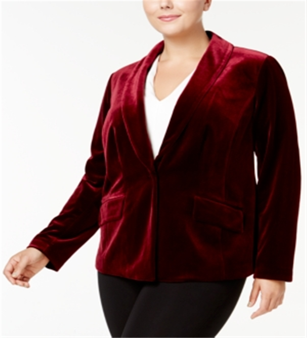 Blazer de veludo plus size feminino INC International Concepts, vinho, tamanho 0X