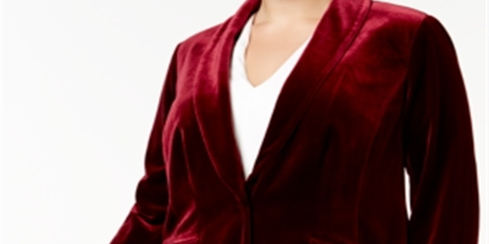 Blazer de veludo plus size feminino INC International Concepts, vinho, tamanho 0X