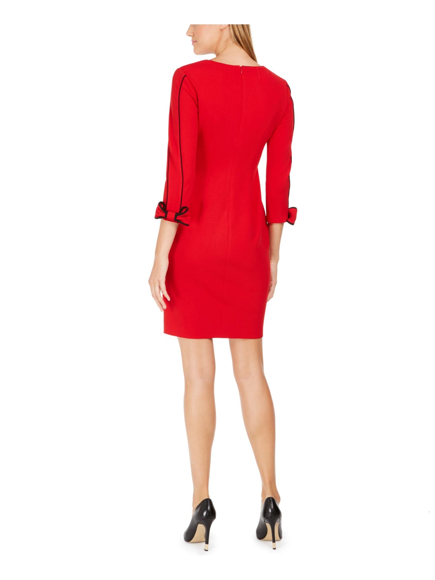 Vestido Calvin Klein Feminino Gola V Tubinho Vermelho Tamanho 14