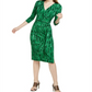 Vestido envelope falso estampado feminino INC International Concepts, verde, tamanho pequeno P