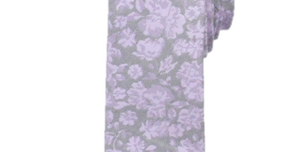 Gravata masculina com estampa floral em mistura de seda Beaufort, roxa, tamanho único, Ryan Seacrest Distinction
