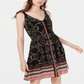 Vestido de verão American Rag Junior com estampa frontal e botões, preto, tamanho pequeno