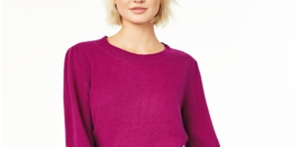 Suéter feminino Charter Club Pure Cashmere com mangas bufantes - Roxo, tamanho XS