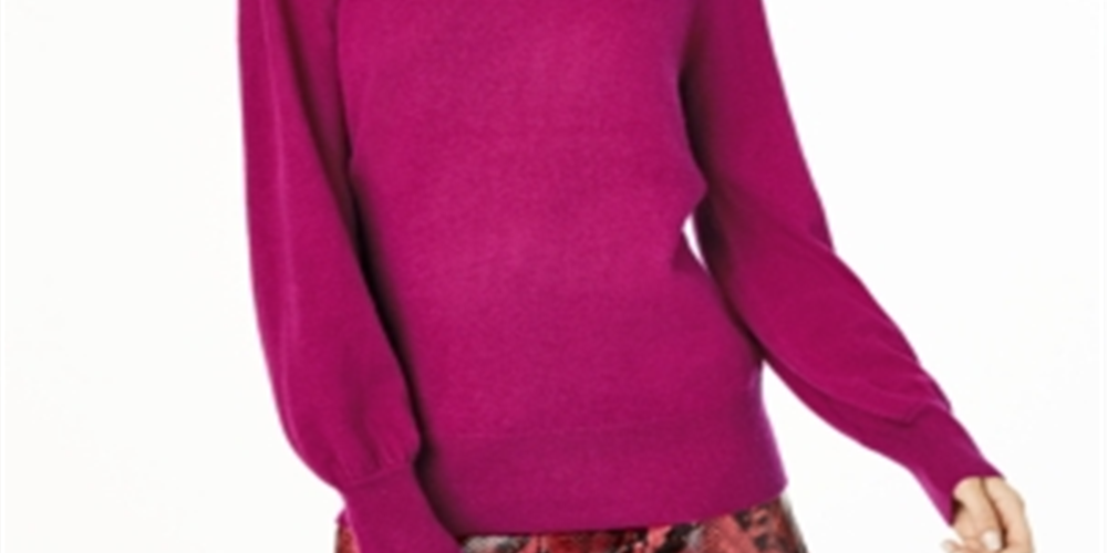 Suéter feminino Charter Club Pure Cashmere com mangas bufantes - Roxo, tamanho XS