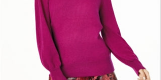 Suéter feminino Charter Club Pure Cashmere com mangas bufantes - Roxo, tamanho XS