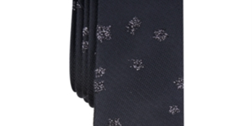 Gravata fina masculina de poliéster com textura abstrata e glitter, preta, tamanho único, da INC International Concepts