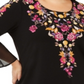 Blusa feminina plus size floral com manga sino, preta, tamanho 0X, da coleção JM