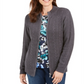 Karen Scott Cardigan Feminino de Tricô com Zíper Cinza Tamanho P