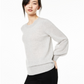 Suéter feminino Charter Club Pure Cashmere com mangas bufantes, cinza, tamanho P