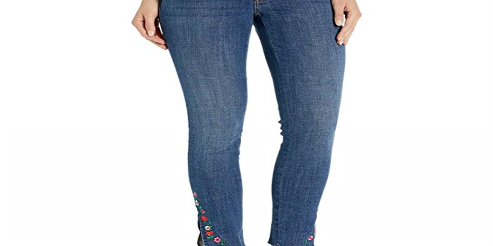 Calça jeans feminina Levi's com zíper e bolsos, perna reta, azul, tamanho 26