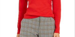 Camiseta feminina de gola alta Pima Charter Club vermelha tamanho X-S