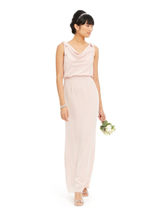 Adrianna Papell Women's Sleeveless Cowl Neck Maxi Sheath Evening Dress Pink Size 0