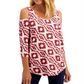 JM Collection Top feminino com estampa tie-dye e diamantes, vermelho, tamanho médio
