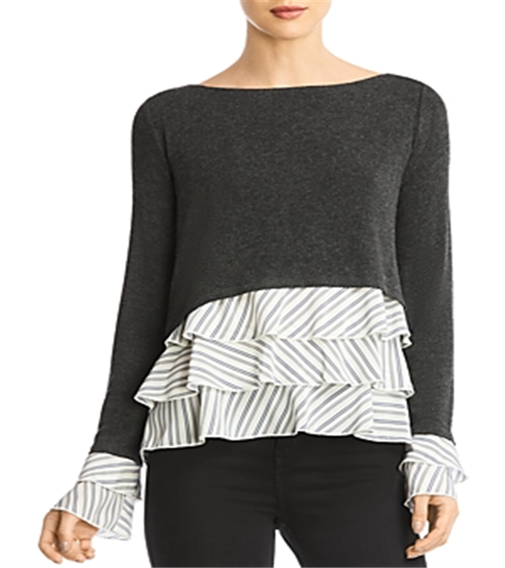 Blusa feminina Bailey44 de lã mista, cinza, tamanho médio