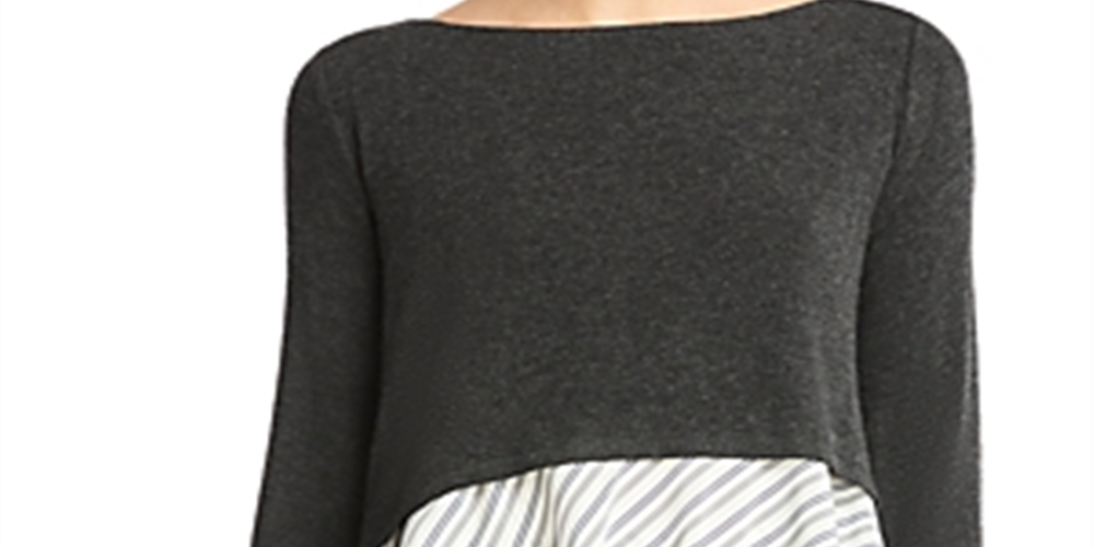 Blusa feminina Bailey44 de lã mista, cinza, tamanho médio