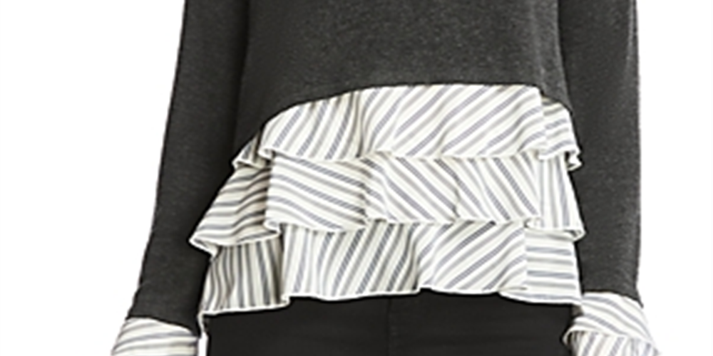 Blusa feminina Bailey44 de lã mista, cinza, tamanho médio