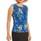 Blusa Calvin Klein Feminina Estampa Floral Plissada Azul Tamanho XS