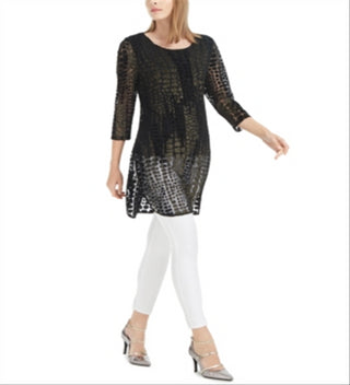 Alfani Women's Printed Super Tunic Black Size Petite Medium