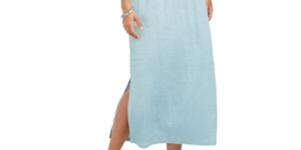Vestido longo texturizado com amarração na cintura feminino Style &amp; Co, azul, tamanho pequeno