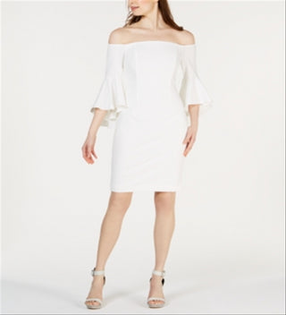 Vestido tubinho liso Calvin Klein feminino, branco, tamanho 4