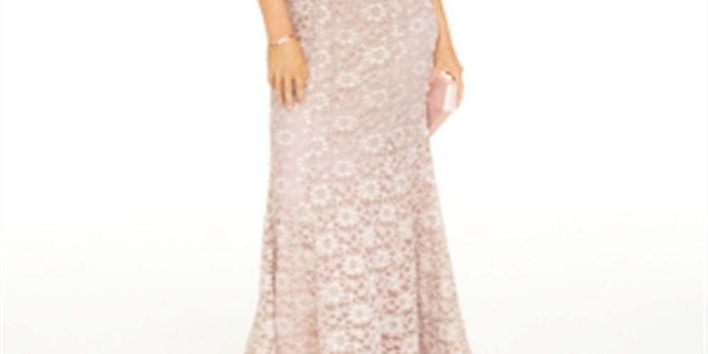 Vestido feminino BCX de renda floral com alças finas e decote em V, comprimento total, formal, estilo sereia, marrom, tamanho 7