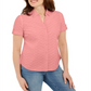 Camisa feminina Karen Scott de algodão bordada, rosa, tamanho pequeno