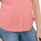 Camisa feminina Karen Scott de algodão bordada, rosa, tamanho pequeno