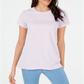 Camiseta feminina listrada com gola redonda Maison Jules, roxa, tamanho grande