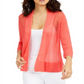 Cardigan Alfani Feminino de Linho Misto com Frente Aberta e Pontos Mistos, Vermelho, Tamanho Médio