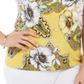 Blusa feminina estampada com ombros descobertos, tamanho P, amarela, da coleção JM