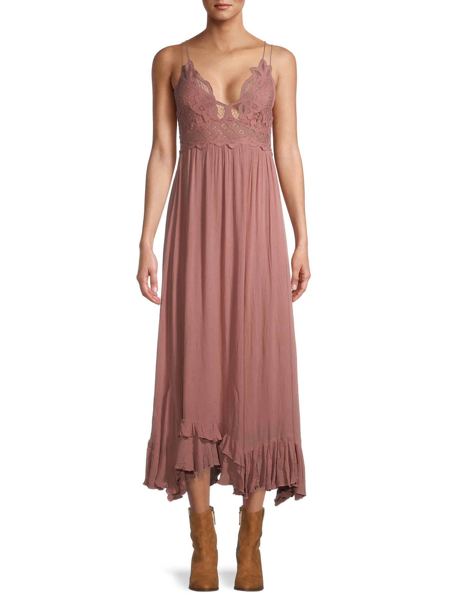 Vestido longo Adella Junior da Free People rosa tamanho pequeno