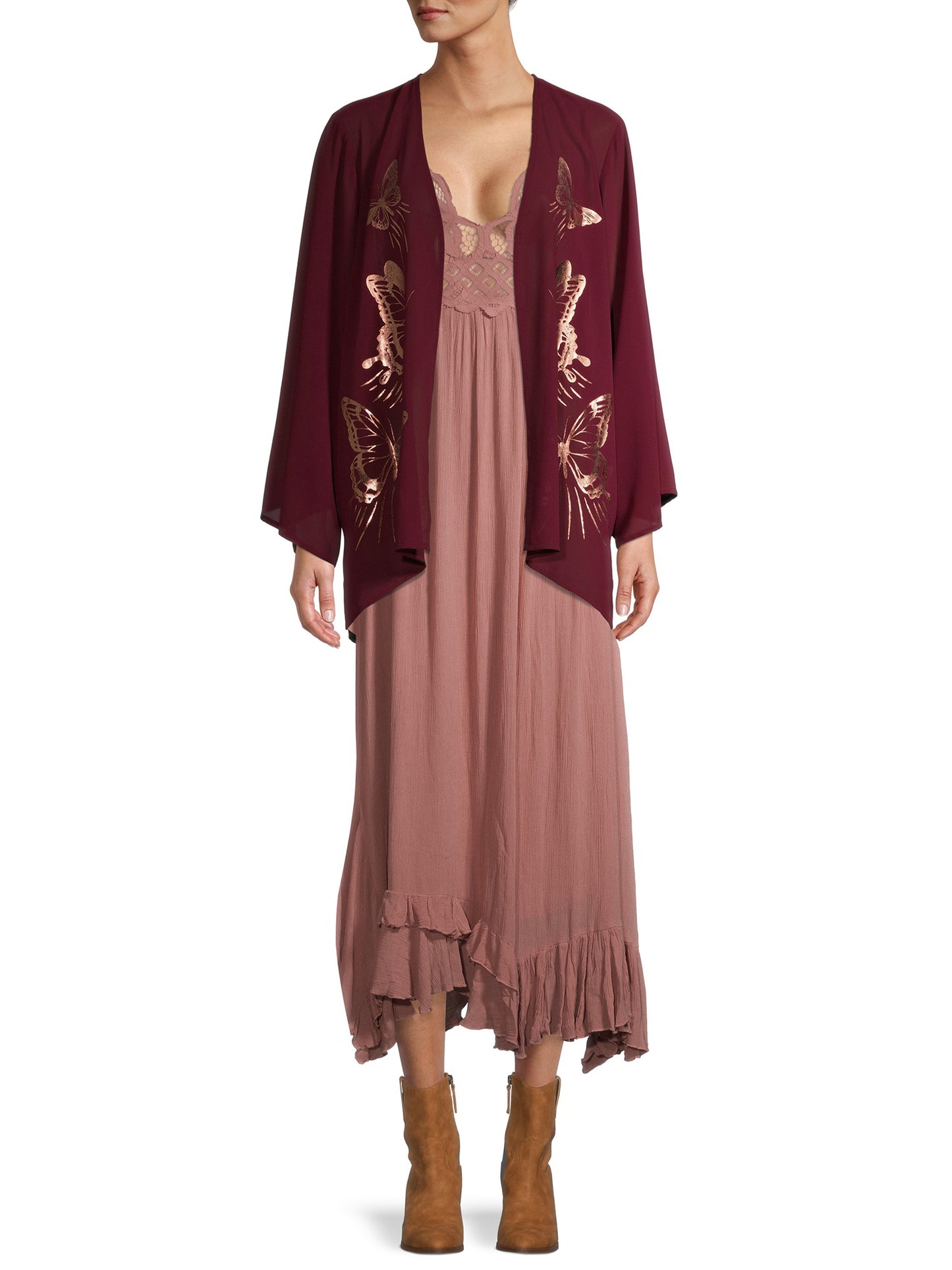 Vestido longo Adella Junior da Free People rosa tamanho pequeno